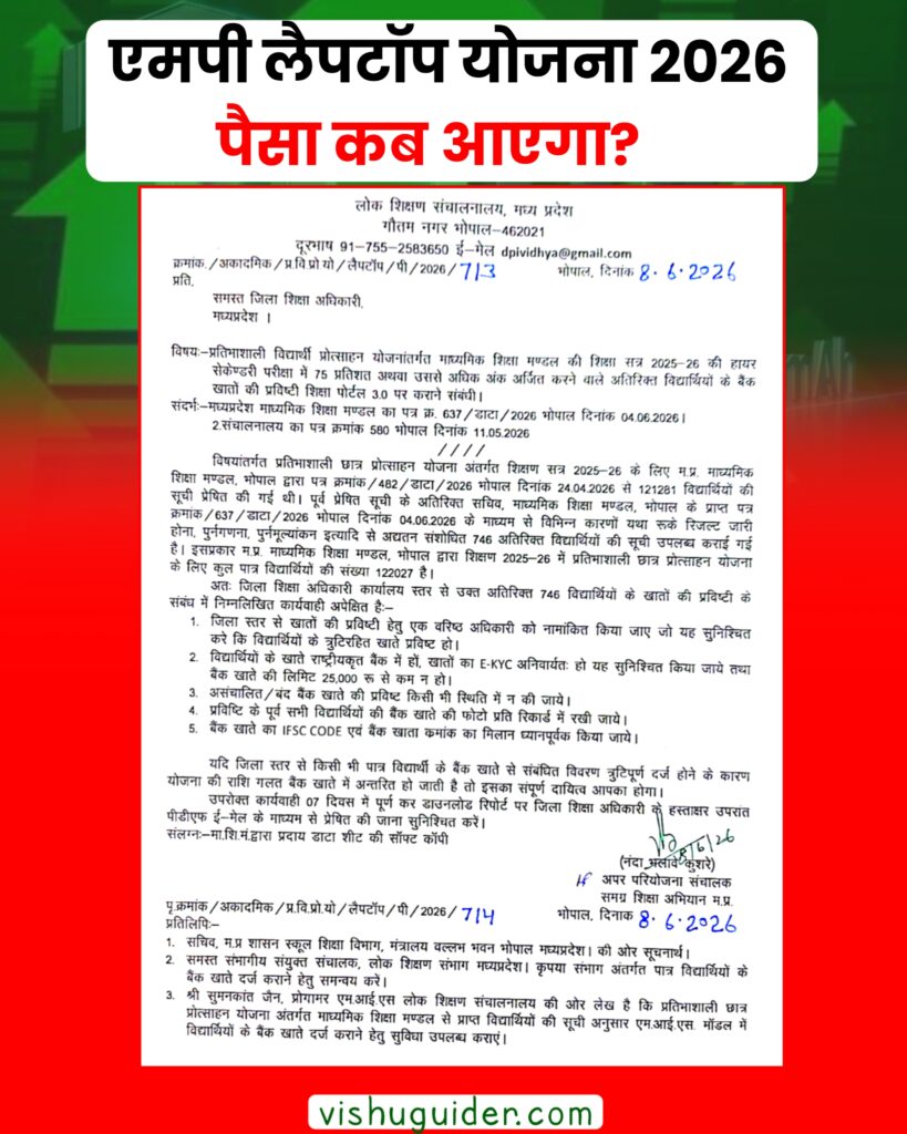 Laptop yojana 2026 Money release date announce